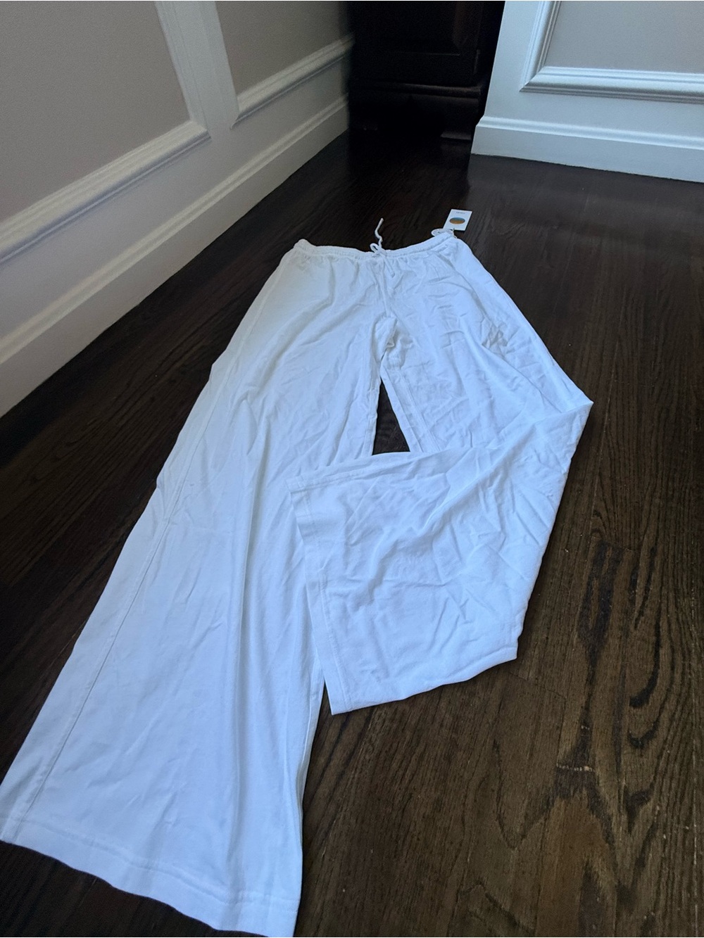 White Wide-Leg Lounge Pants heavy weight cotton